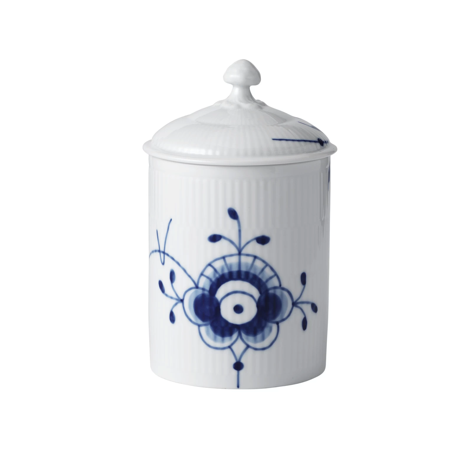 Royal Copenhagen Mega Blau Gerippt Dose Mit Deckel 16cm