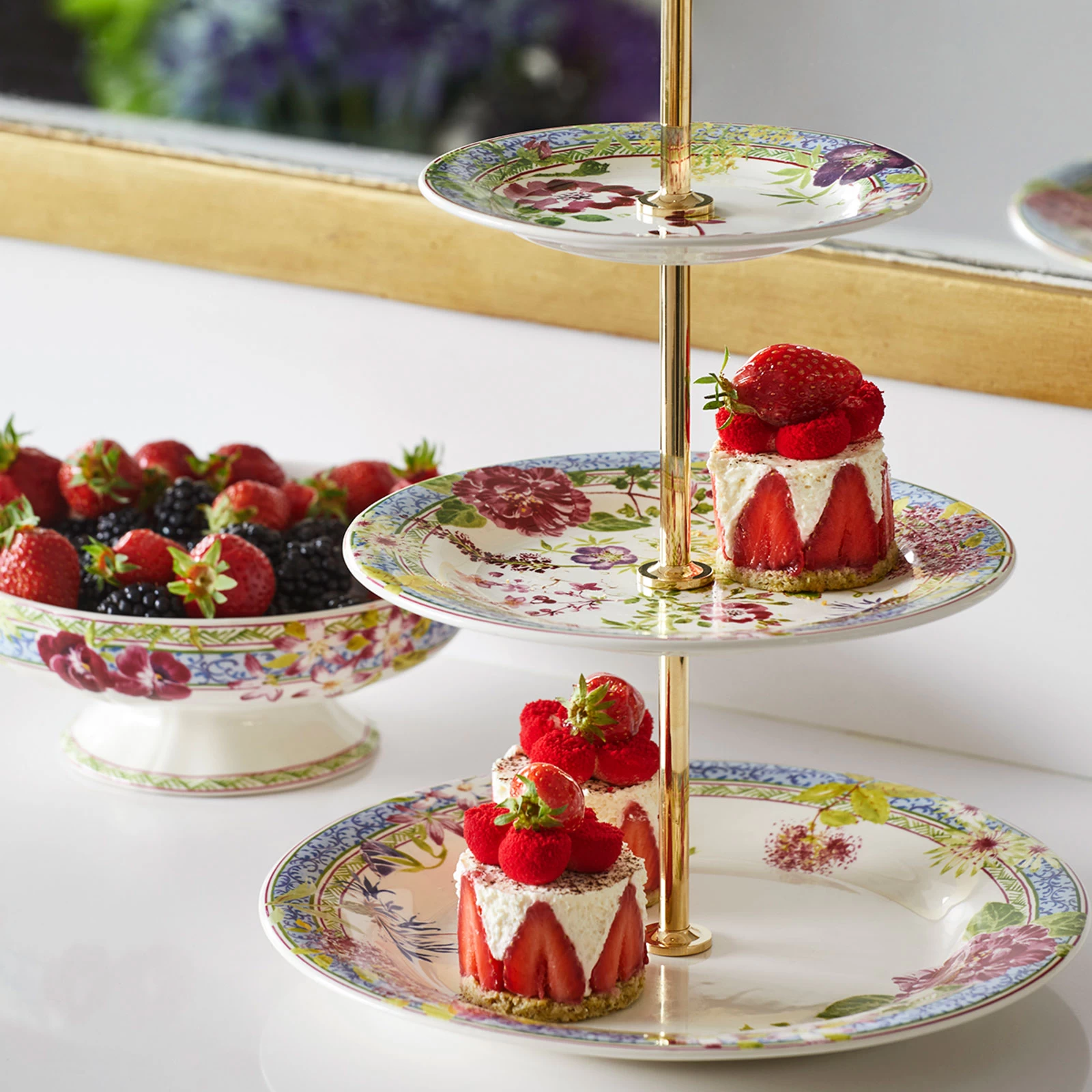 Gien Millefleurs Etagere 3-stöckig 30cm – Bild 2